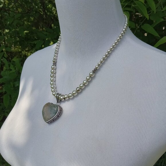 Moss Agate Sterling Silver Beaded Necklace - Picture 7 of 11